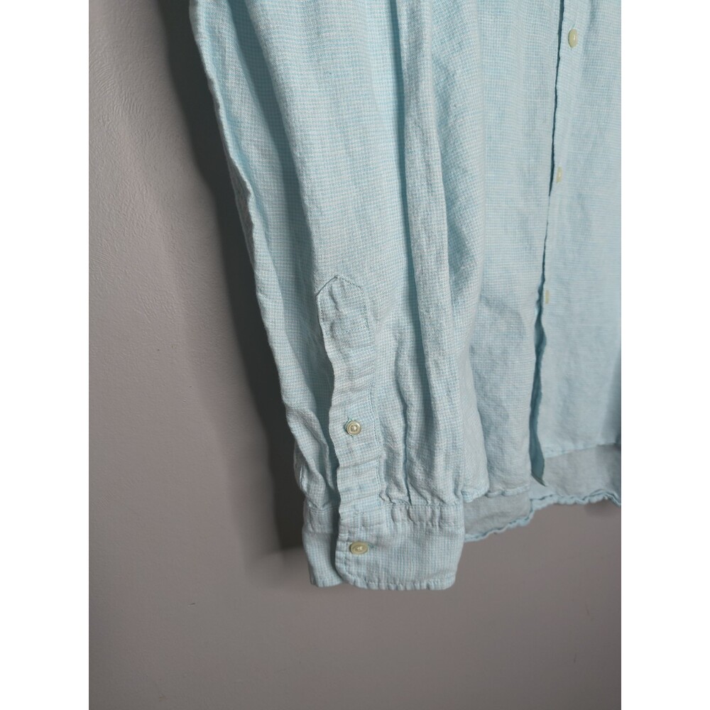 Banana Republic Men's Size XL Blue Linen Long Sleeve Button Up Slim Fit Collared - Picture 2 of 13